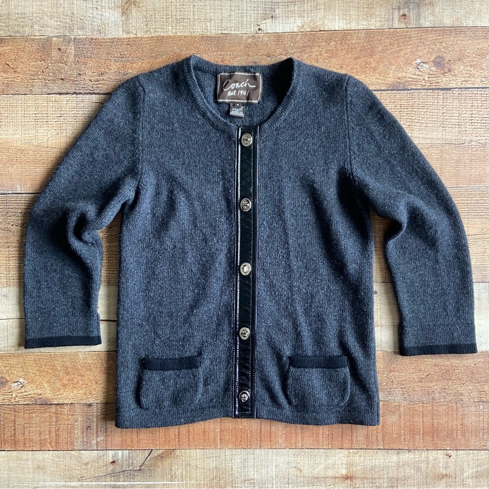 Coach Leather and Wool Cardigan M